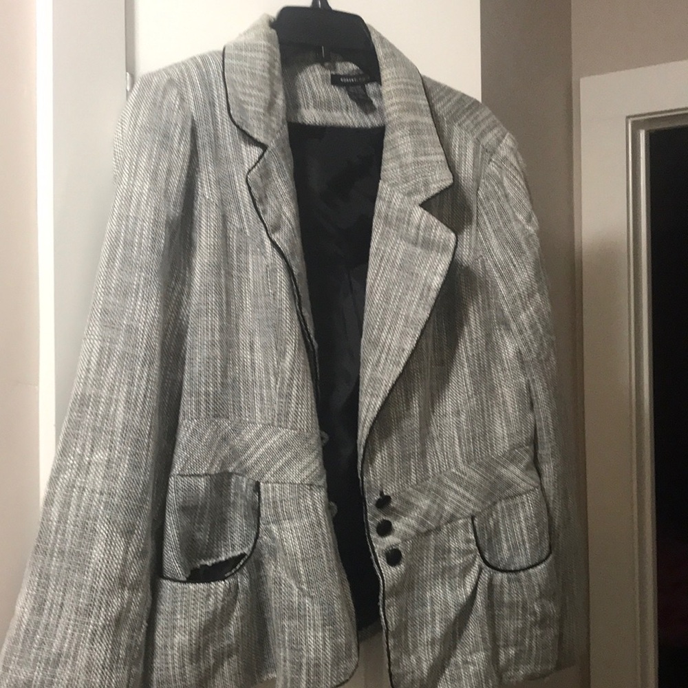 Black and white tweed blazer